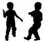 Silhouettes Of Two Little Boys Stock Photo