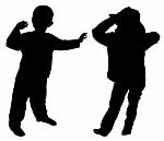 Silhouettes Of Two Little Boys Stock Photo