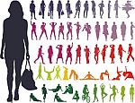 Silhouettes Women Stock Photo