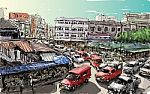 Sketch Of Cityscape Show Asia Style Trafic On Street And Building Stock Photo