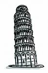 Sketch Of Leaning Tower Of Pisa Stock Photo