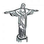 Sketchy Christ Redeemer Stock Photo