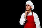 Skilled Chef Thinking Something Stock Photo