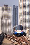 Sky Train And Buildings Stock Photo