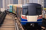 Sky Train And Buildings Stock Photo