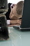 Sleeping Businessman In Office Stock Photo