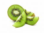 Slice Of Fresh Juicy Delicious And Healthy Kiwi Fruit, Isolated Stock Photo