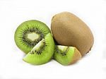 Slice Of Fresh Juicy Delicious And Healthy Kiwi Fruit, Isolated Stock Photo