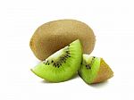 Slice Of Fresh Juicy Delicious And Healthy Kiwi Fruit, Isolated Stock Photo