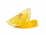 Slice Of Lemon Isolated On The White Background Stock Photo