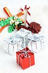 Small Box Decoration  For Christmas Day Arrange Stock Photo