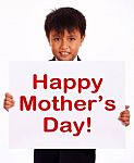 Small Boy With Happy Mothers Day Stock Photo