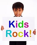 Small Boy With Kids Rock Board Stock Photo