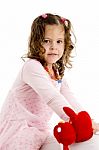 Small Girl Holding Toy Stock Photo