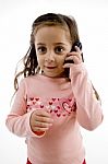 Small Girl Talking On Mobile Stock Photo