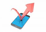 Smart Phone With Arrow Stock Photo