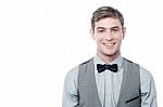 Smart Young Smiling Man With Bowtie Stock Photo