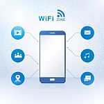 Smartphone With Wireless Zone,  Illustration Stock Photo