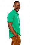 Smiling African Guy Standing Stock Photo