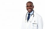 Smiling African Male Doctor Posing Stock Photo