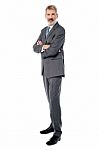 Smiling Arms Crossed Senior Businessman Stock Photo