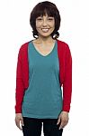 Smiling Asian Woman Standing Stock Photo