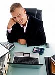 Smiling Businessman with laptop Stock Photo