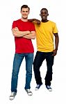 Smiling Casual Young Guys Standing Stock Photo