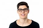 Smiling Cool Handsome Young Guy In Eyeglasses Stock Photo