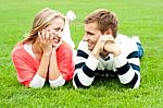 Smiling Couples Looking Each Other Stock Photo