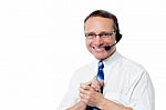 Smiling Customer Support Executive Stock Photo