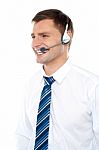 Smiling Customer Support Executive Stock Photo