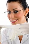 Smiling Doctor Removing Gloves Stock Photo