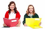 Smiling Girl Learning School Books Stock Photo