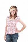 Smiling Girl Standing Stock Photo