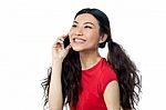 Smiling Girl Talking To Her Friend Stock Photo