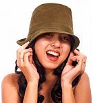 Smiling Girl Wearing Hat Stock Photo