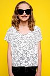 Smiling Girl Wearing Sunglasses Stock Photo