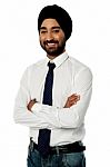 Smiling Indian Executive Posing Over White Stock Photo