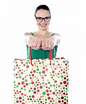 Smiling Lady Carrying Shopping Bags Stock Photo