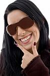 Smiling Lady Wearing Sunglasses Stock Photo