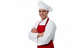 Smiling Male Chef On A White Background Stock Photo