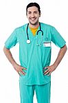 Smiling Male Doctor With Stethoscope Stock Photo