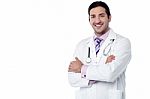 Smiling Male Doctor With Stethoscope Stock Photo