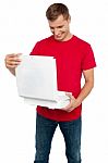 Smiling Male Holding Pizza Box Stock Photo