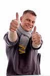 Smiling Male Showing Thumb Up Stock Photo