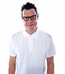 Smiling Male Wearing Glasses Stock Photo