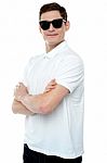 Smiling Male Wearing Sunglasses Stock Photo