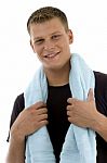 Smiling Man With Towel Stock Photo