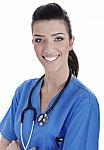 Smiling Medical Nurse With Stethoscope Stock Photo